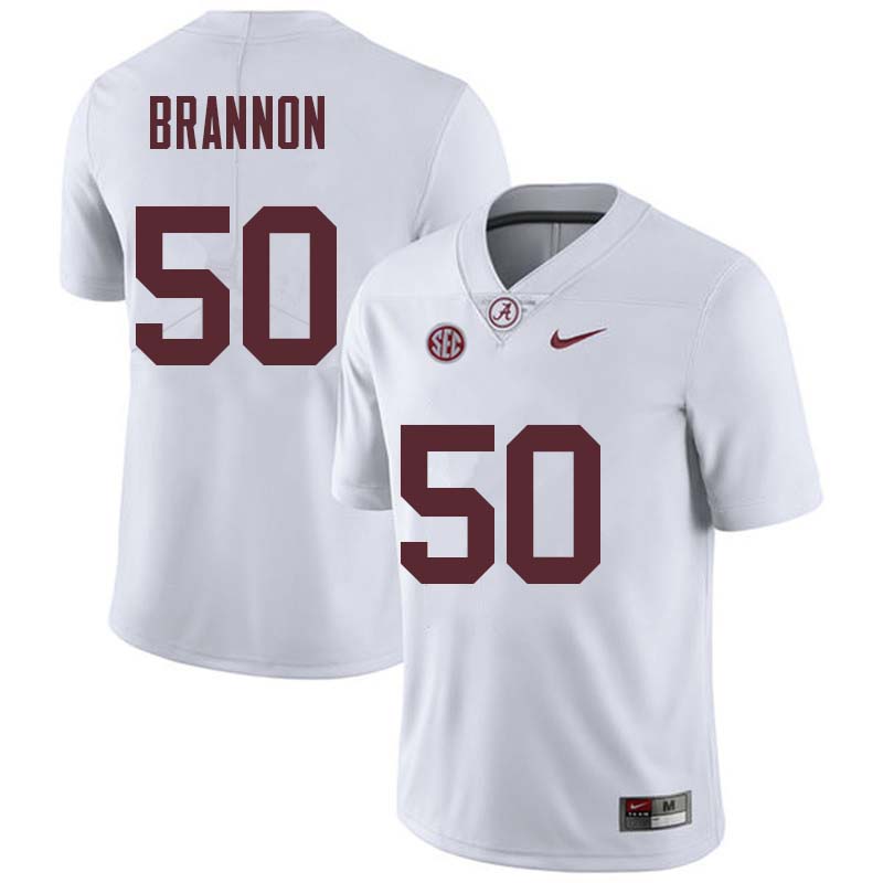 Men #50 Hunter Brannon Alabama Crimson Tide College Football Jerseys Sale-White